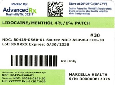 Lidocaine And Menthol 4/1% Patch #30 (Lidocaine And Menthol Patch 80425 0560 01)